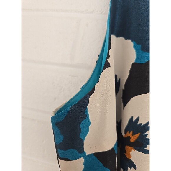 Oscar De La Renta Dress Size 16 Floral Blue Sleeveless Vintage Hawaiian MuMu - Picture 9 of 16
